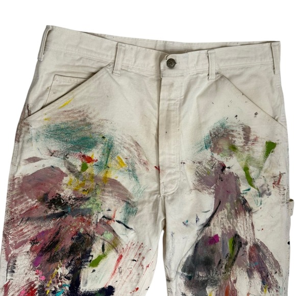 Stan Ray USA Painted Carpenter Pants Mens 35 Cream Paint Splatter Workwear 35x32 - Picture 2 of 10